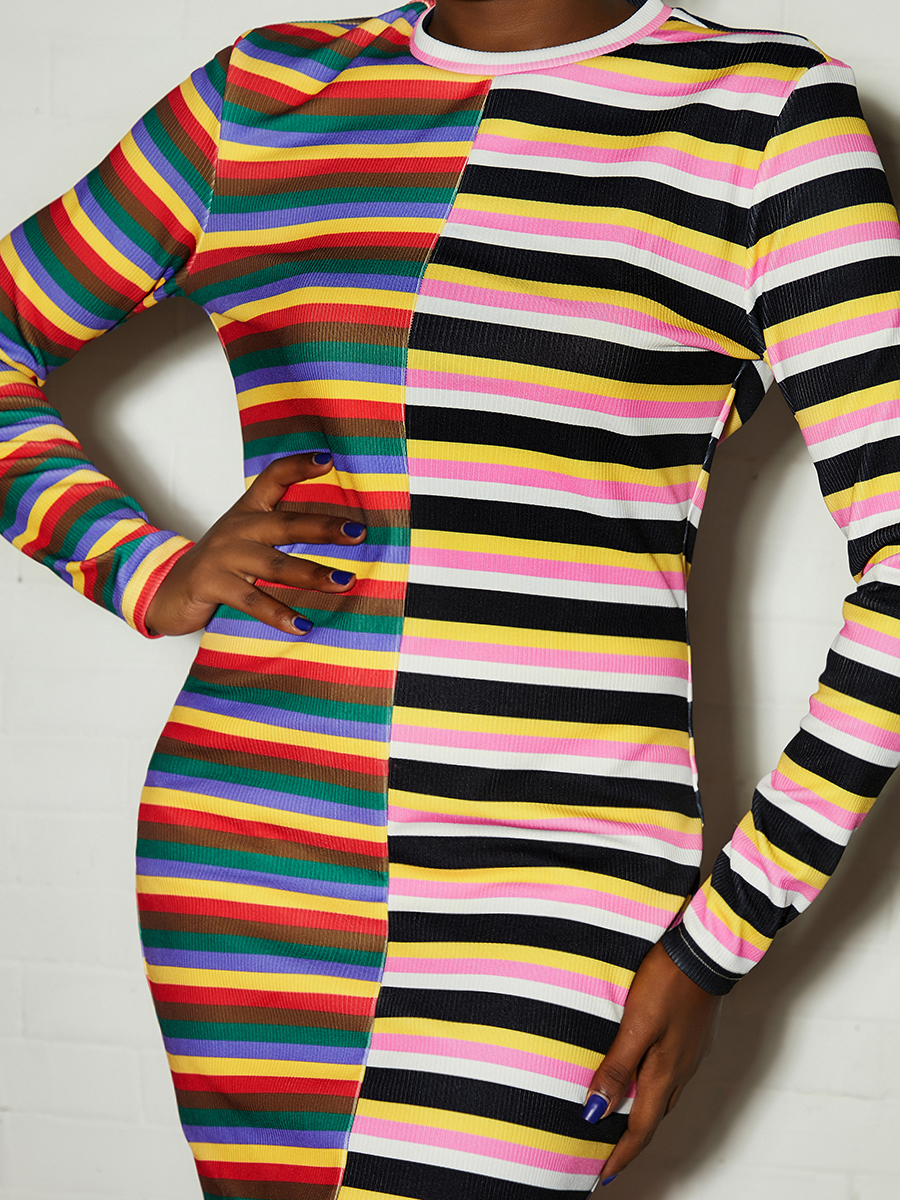 LW Striped Patchwork Multicolor Dress