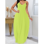 LW BASICS Plus Size Leisure Pocket Patched Green M