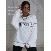 LW COTTON Round Neck Letter Print Sweatshirt