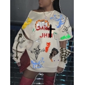 LW Hollow-out Design Graffiti Sweat Dress