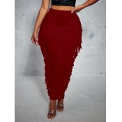 LW Mid Waist Tassel Design Skinny Skirt