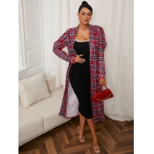 LW Turndown Collar Plaid Trench Coat