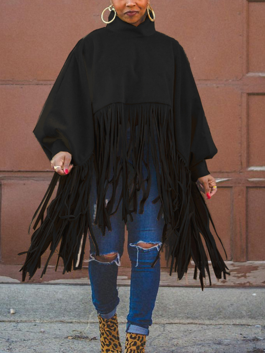 LW Lantern Sleeve Tassel Design Sweatshirt