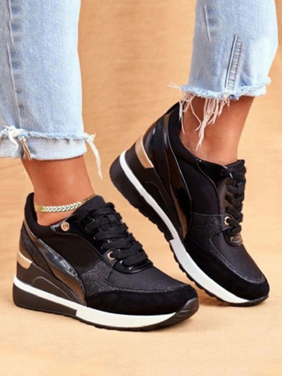 LW Lace Up Patchwork Sneakers