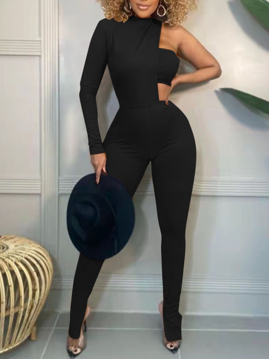 LW Rib Knit Asymmetrical Skinny Three Piece Pants 