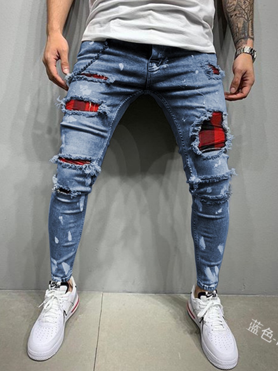 LW Men Ripped Patch Skinny Jeans