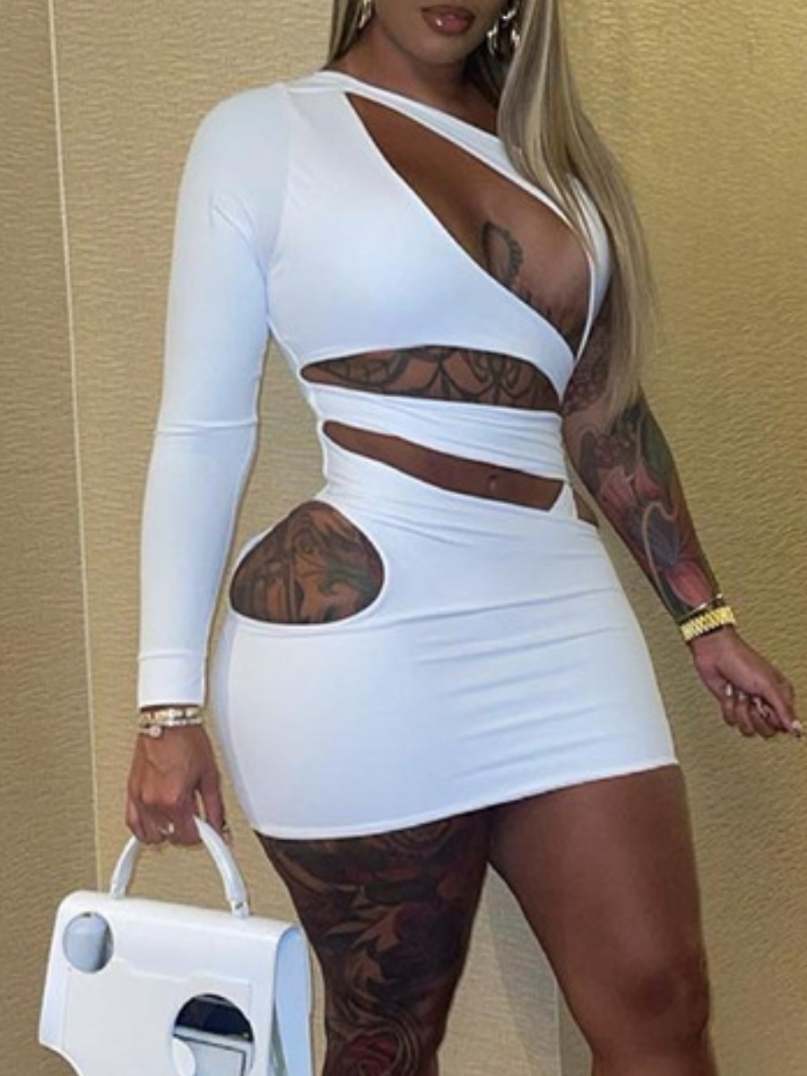 LW SXY One Shoulder Cut Out Bodycon Dress