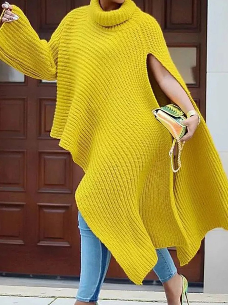 LW Plus Size Turtleneck Asymmetrical Sweater