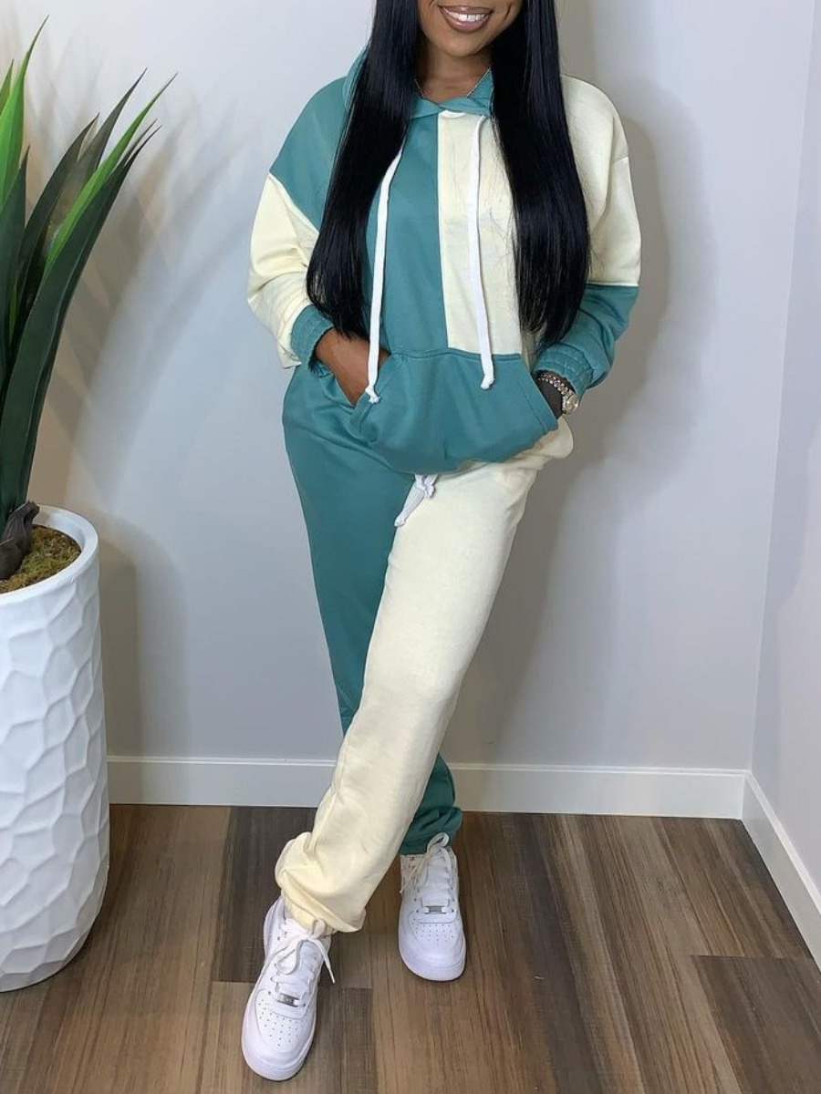 LW Kangaroo Pocket Drawstring Tracksuit Set