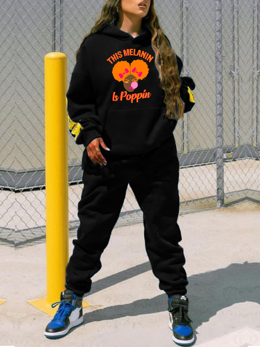 LW Plus Size Cartoon Letter Print Hoodie