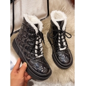 LW Plush Plaid Pattern Booties