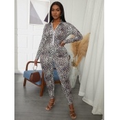 LW SXY V Neck Leopard Print Jumpsuit