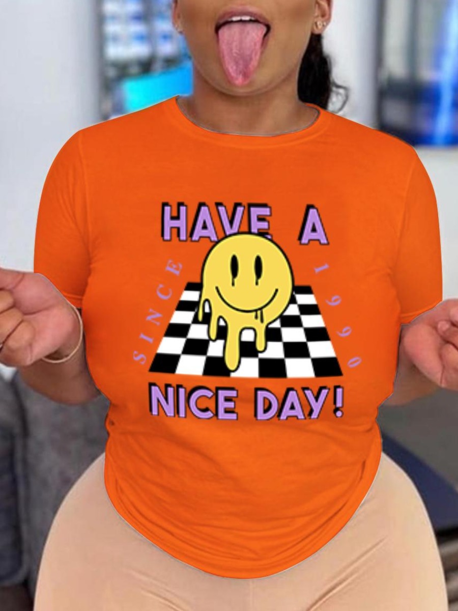 LW Plaid Letter Print T-shirt