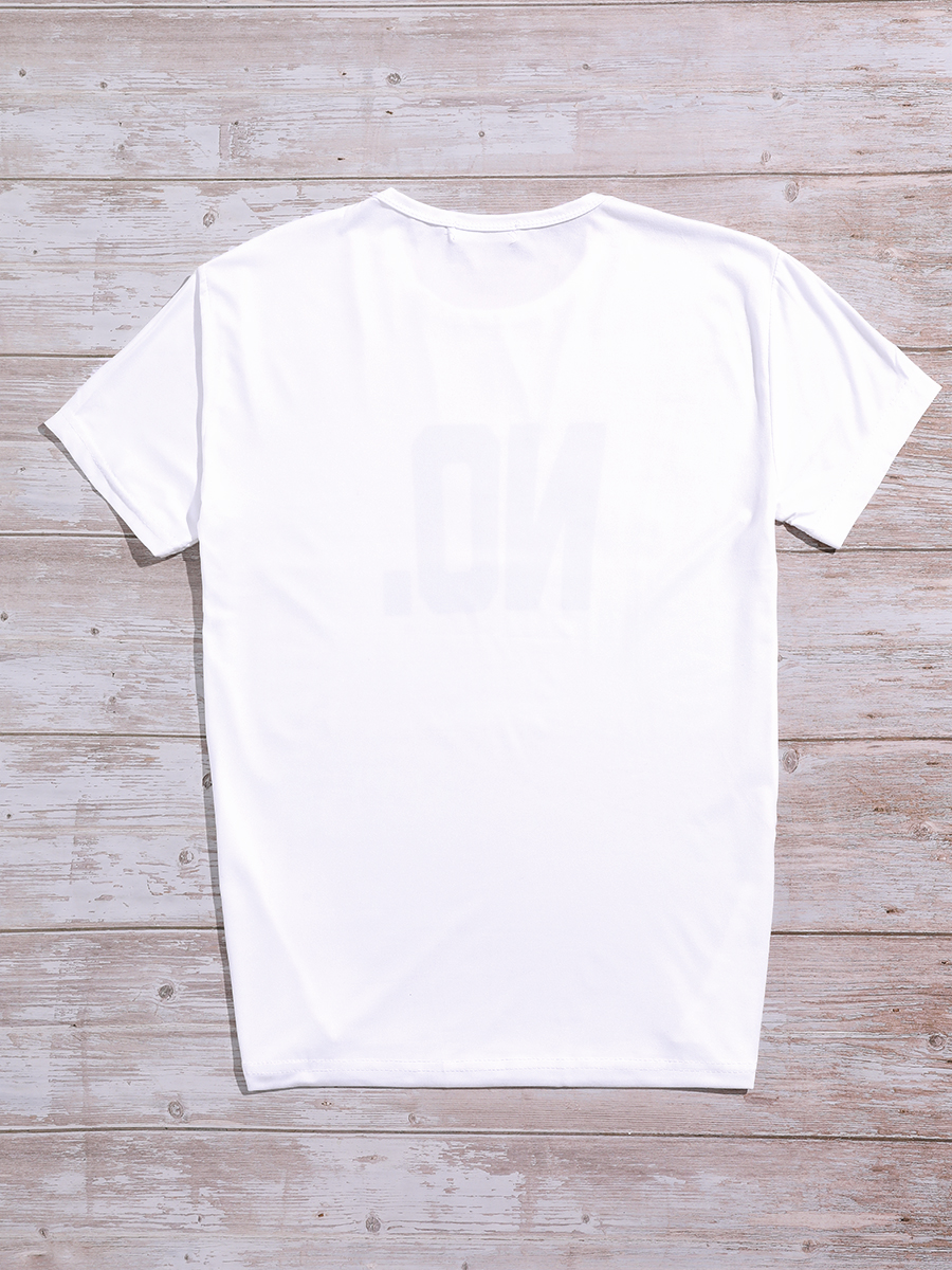 LW Plus Size Casual Letter Print White T-shirt 1X