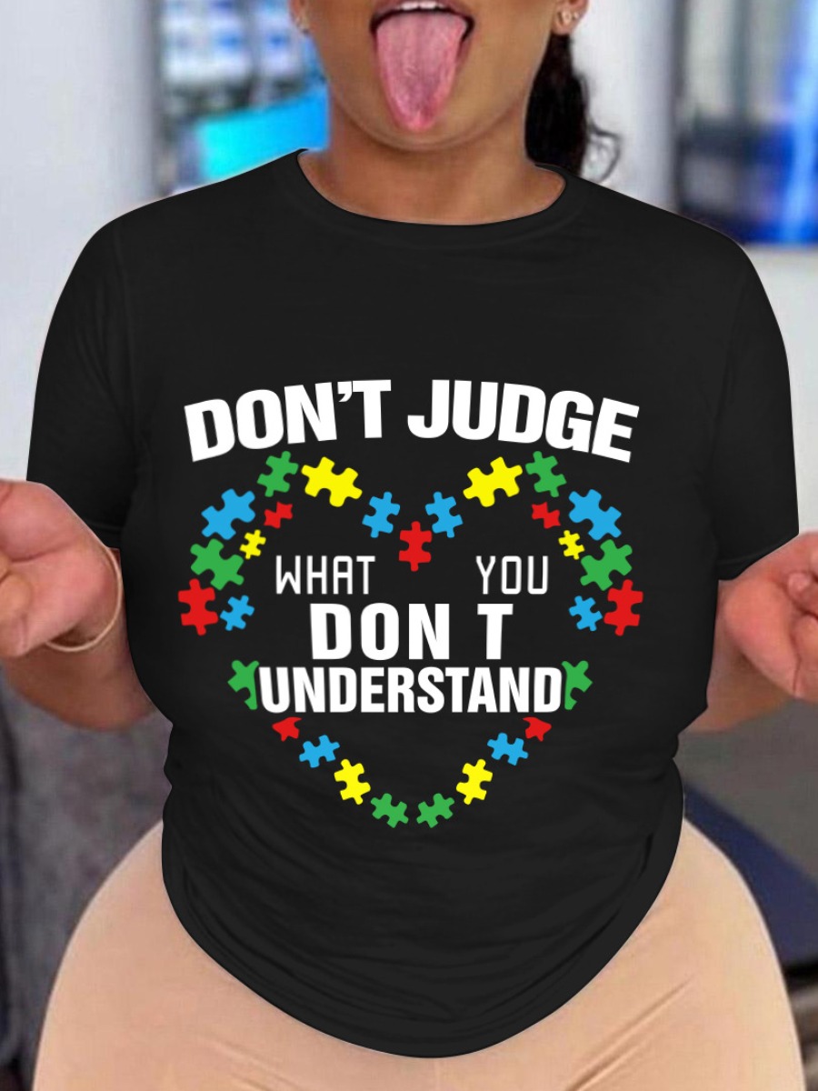 LW Plus Size Letter Print Patchwork T-shirt