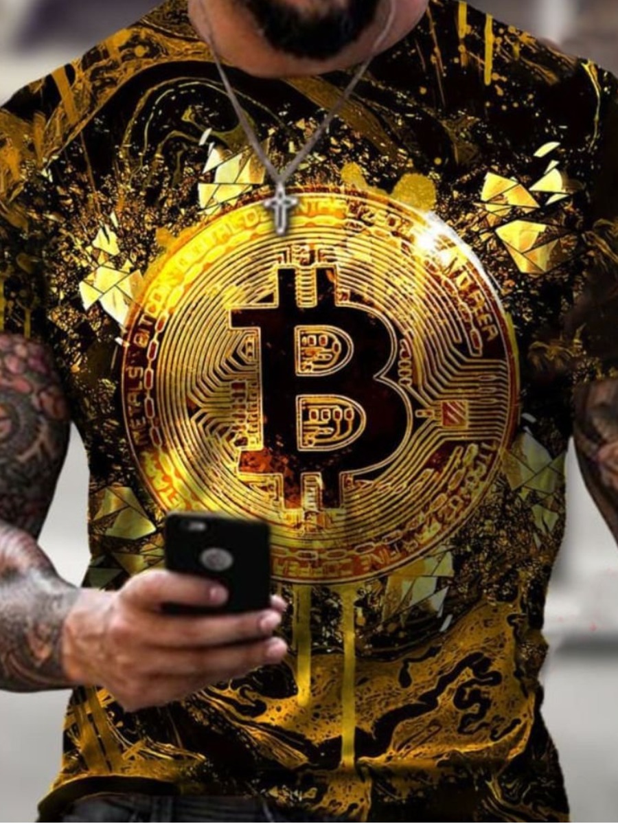 LovelyWholesale Men Letter Mixed Print T-shirt Summer Short Sleeve Street Pattern Round Neck Spring Summer 2024