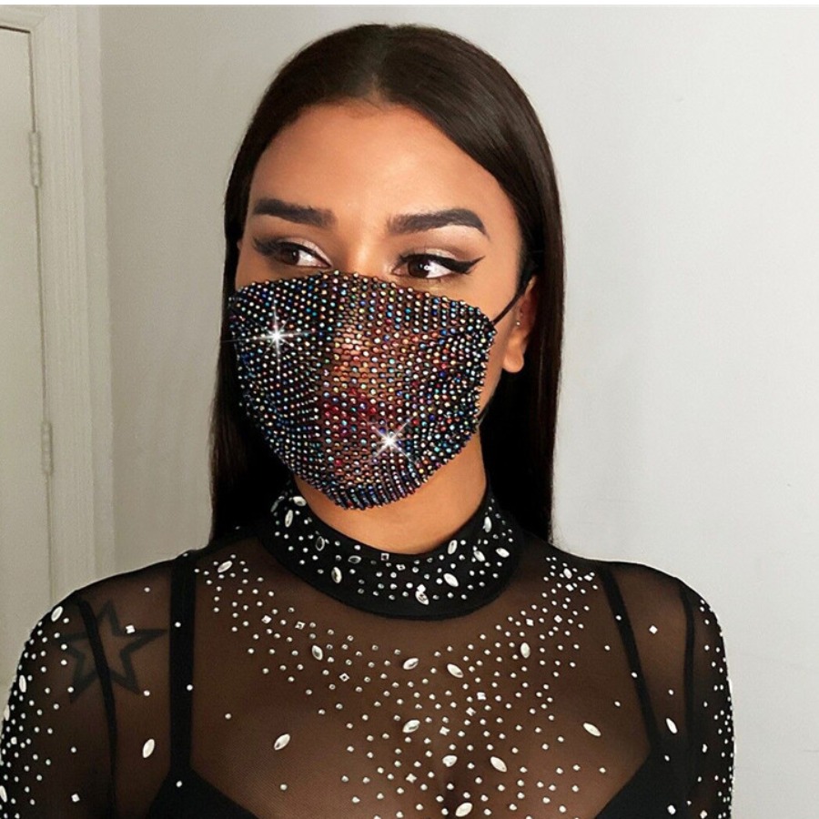 LW Rhinestone Gradient Face Mask (Handmade)