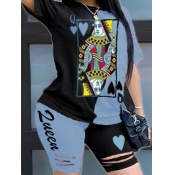 LW Casual Print Patchwork Carbon Black Two-piece S