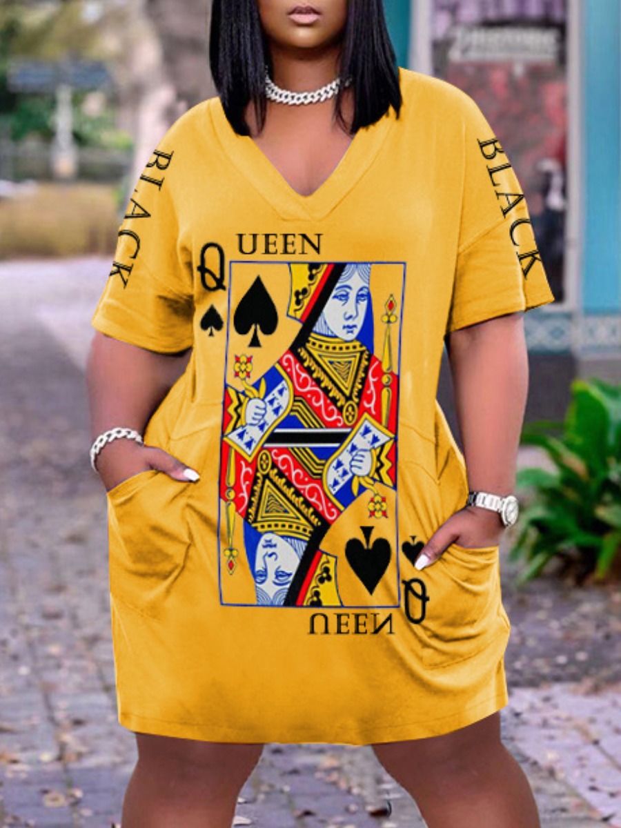 LW Plus Size Poker Letter Print Dress