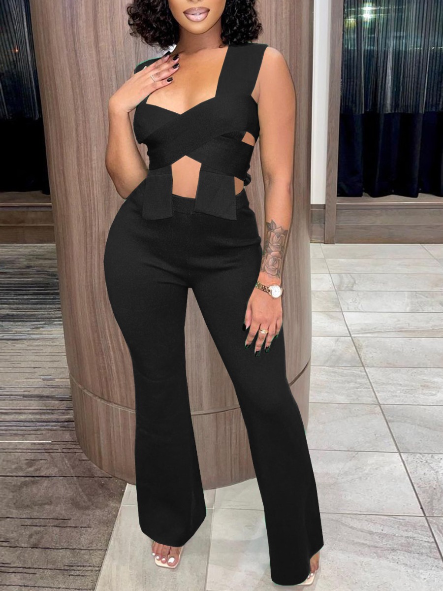 LW SXY Bandage Design Flared Pants Set