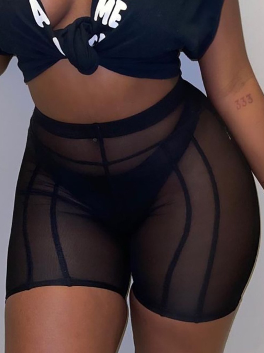 LovelyWholesale SXY Plus Size See-through Stretchy Shorts Summer Sxy See Through  5X Spring Summer 2024