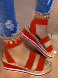 LW Round Toe Striped Platform Sandals