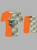 LW Men Money Letter Print Patchwork Shorts Set