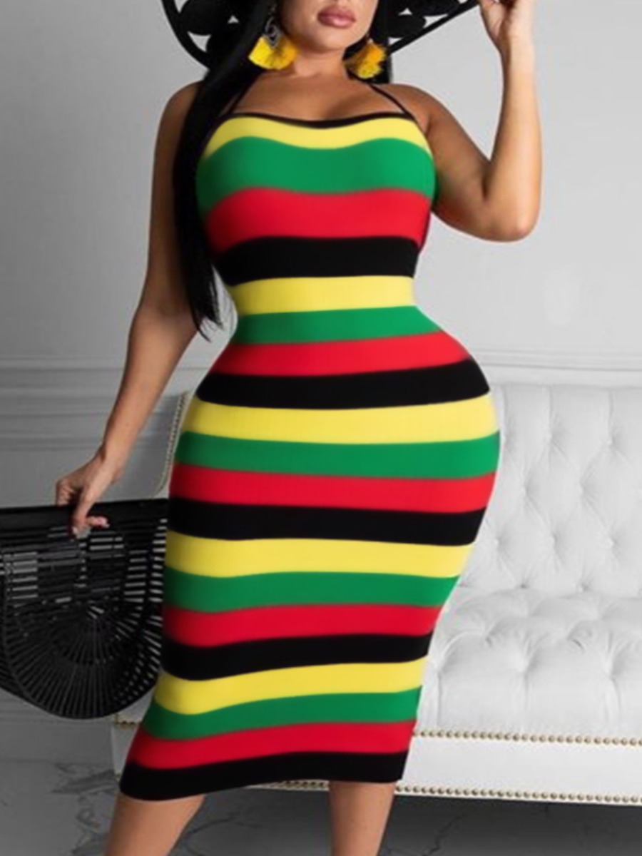 LW Plus Size Striped Backless Dress