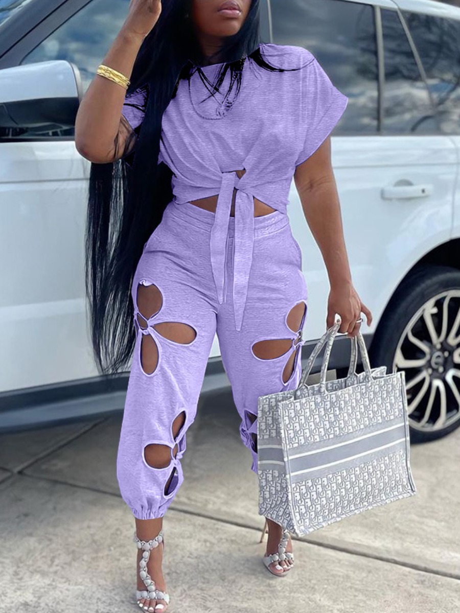 LW COTTON Cut Out Stretchy Pants Set