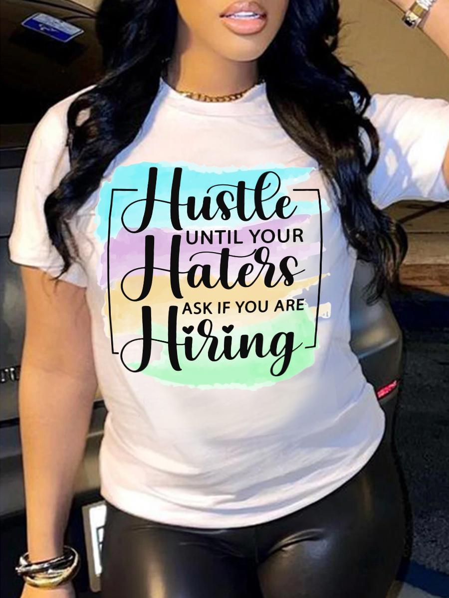 LW Plus Size Hustle Letter Print T-shirt