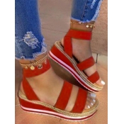 LW Round Toe Striped Platform Sandals