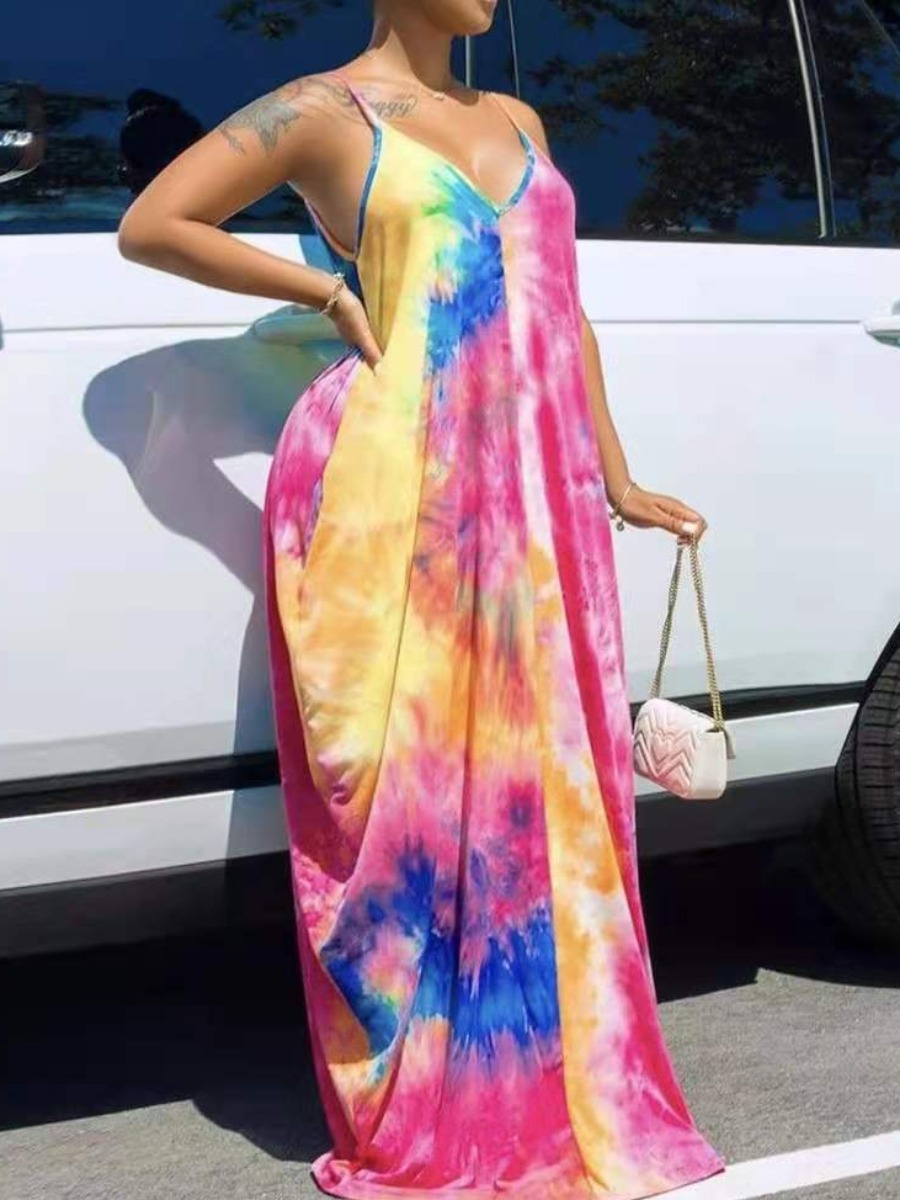 LW SXY Plus Size Tie-dye Cami Loose Dress
