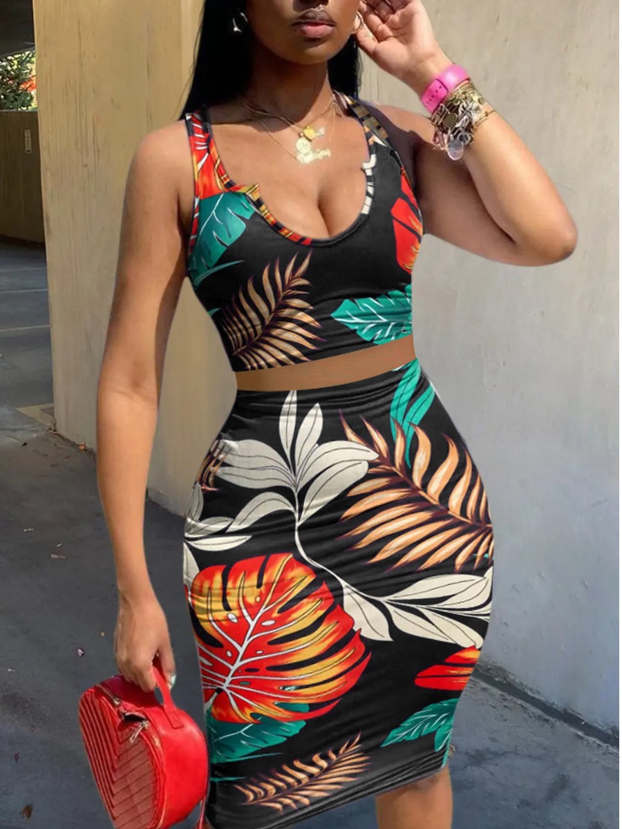 LW Cami Floral Print Skirt Set