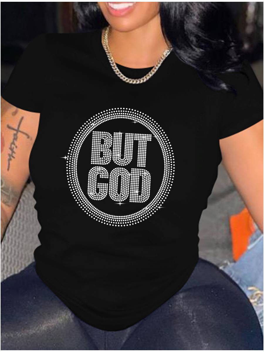 LW Plus Size Rhinestone Letter T-shirt