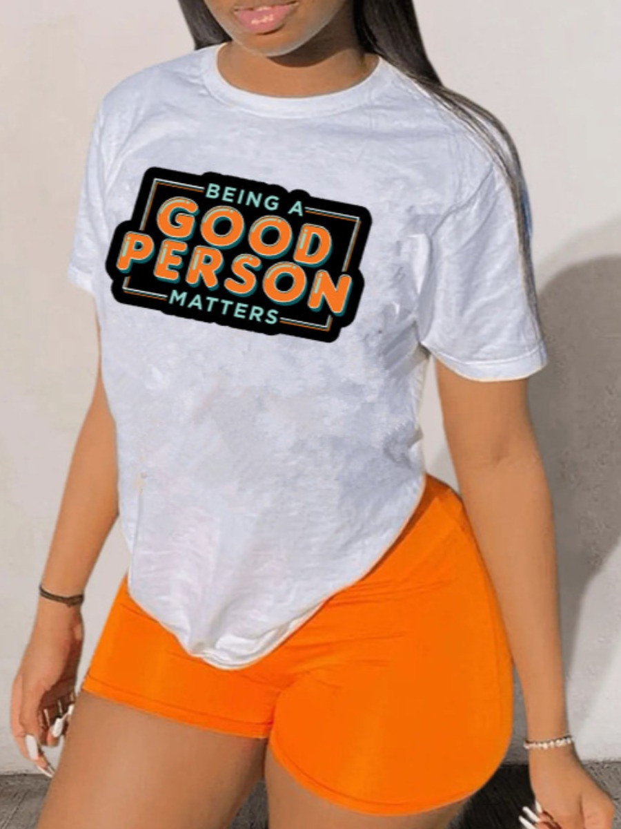 LW Being A Good Person Matters Letter Print Shorts
