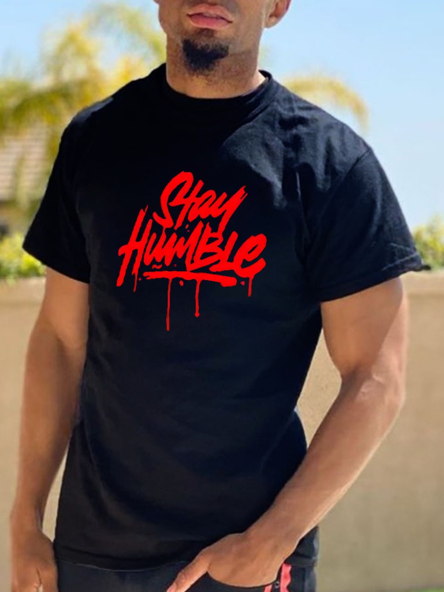LW Men Stay Humble Letter Print T-shirt