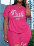 LW Rhinestone Pink Letter Shorts Set