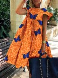 LW Leopard Butterfly Print Loose Dress