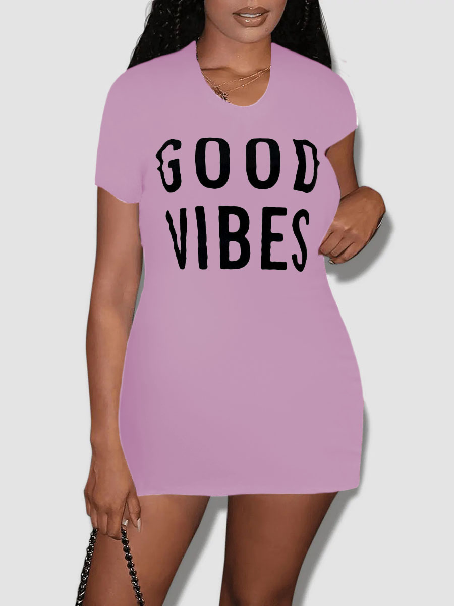 LW Good Vibes Letter Print Dress