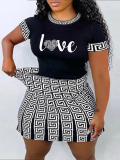 LW Plus Size Geometric Love Letter Print Skirt Set