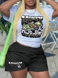 LW Plus Size Money Letter Print Shorts Set