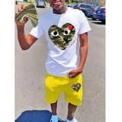 LW Men Camo Heart Print Shorts Set