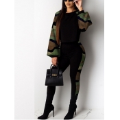 LW Round Neck Camo Print Pants Set