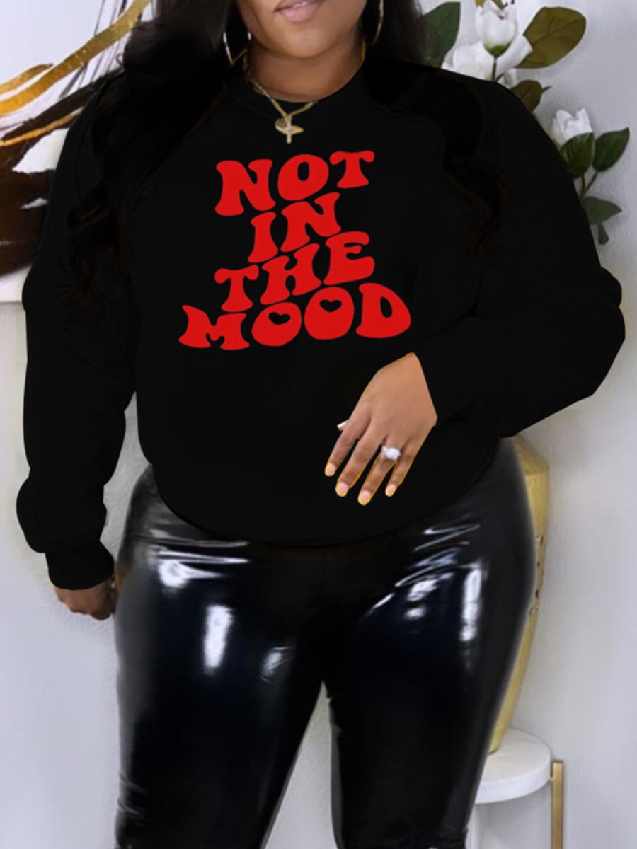 LW Plus Size Not In The Mood Letter Print Sweatshi