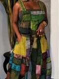 LW Wide Leg Patchwork Overall Jumpsuit