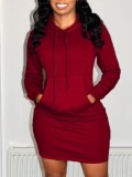 LW BASICS Plus Size Hooded Collar Kangaroo Pocket Sweat Dress