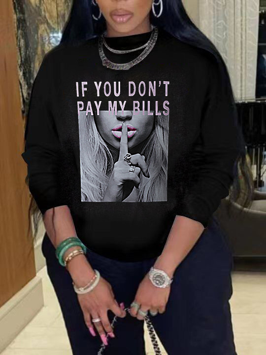LW Plus Size Figure Letter Print Sweatshirt