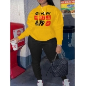 LW Plus Size Hustle Hard Lip Letter Print Kangaroo