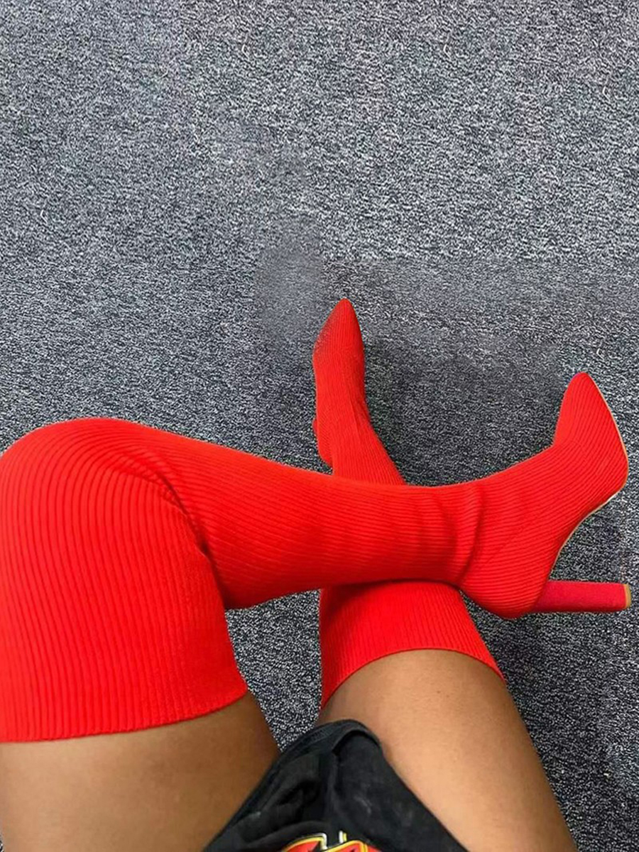 LW Rib Knit Thigh High Boots