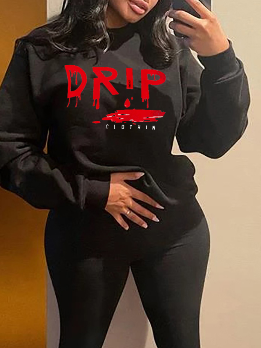 LW Drip Letter Print Oversized Hoodie